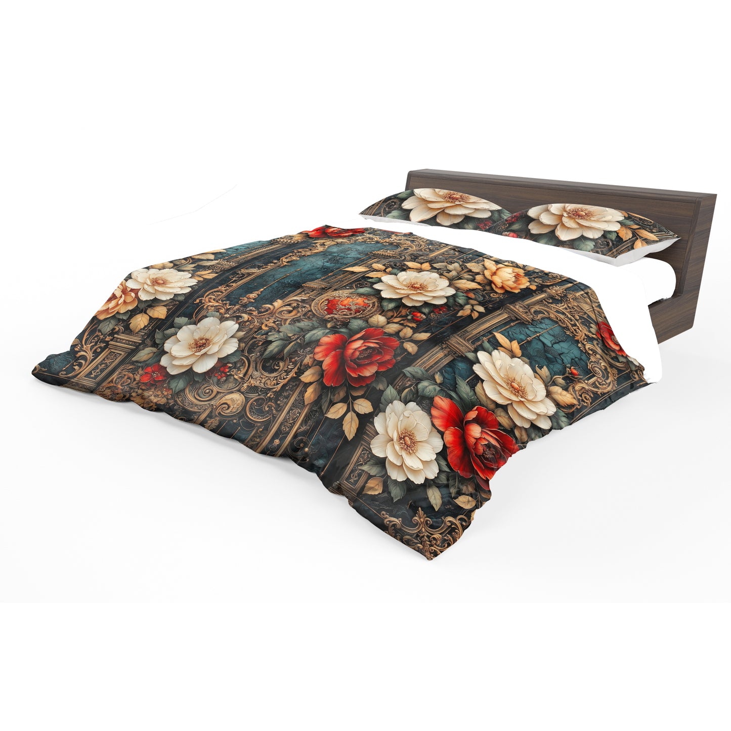 Midnight Rococo Floral Duvet Cover Set