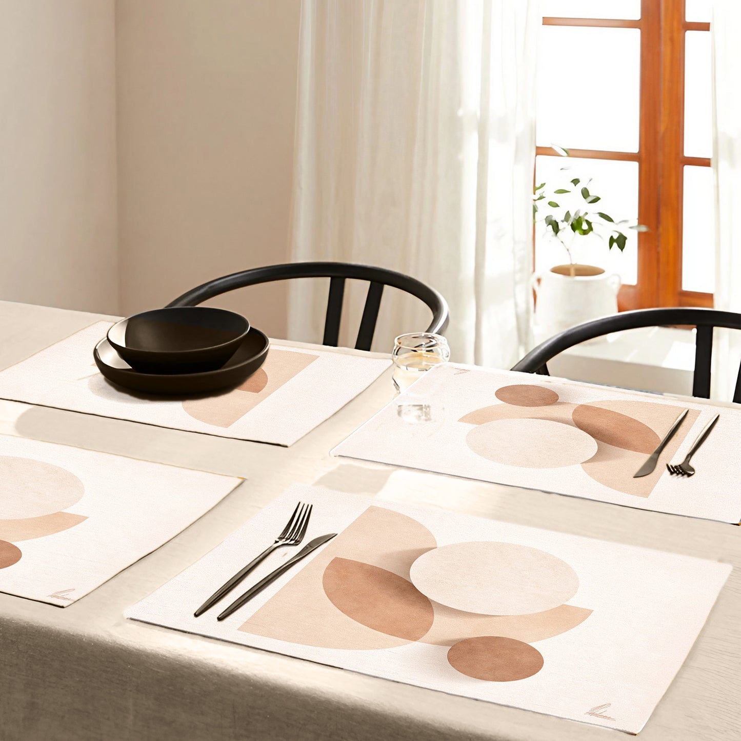 Minimalist Abstract Neutral Shapes Placemats by Nathan Pieterse