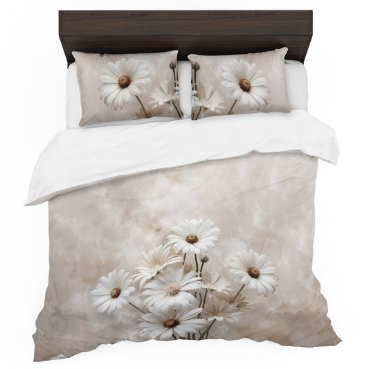Minimalist White Daisy Duvet Cover Set