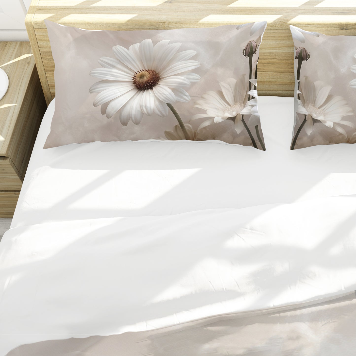 Minimalist White Daisy Duvet Cover Set