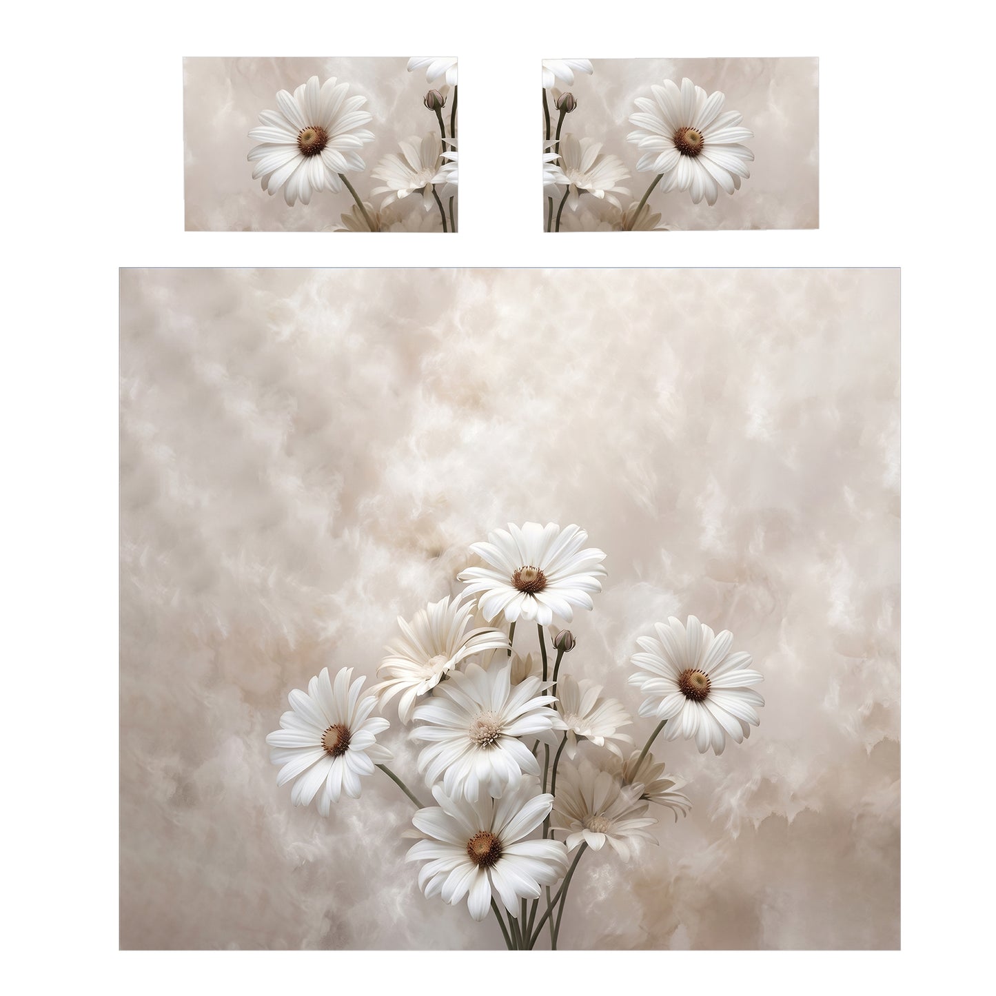 Minimalist White Daisy Duvet Cover Set