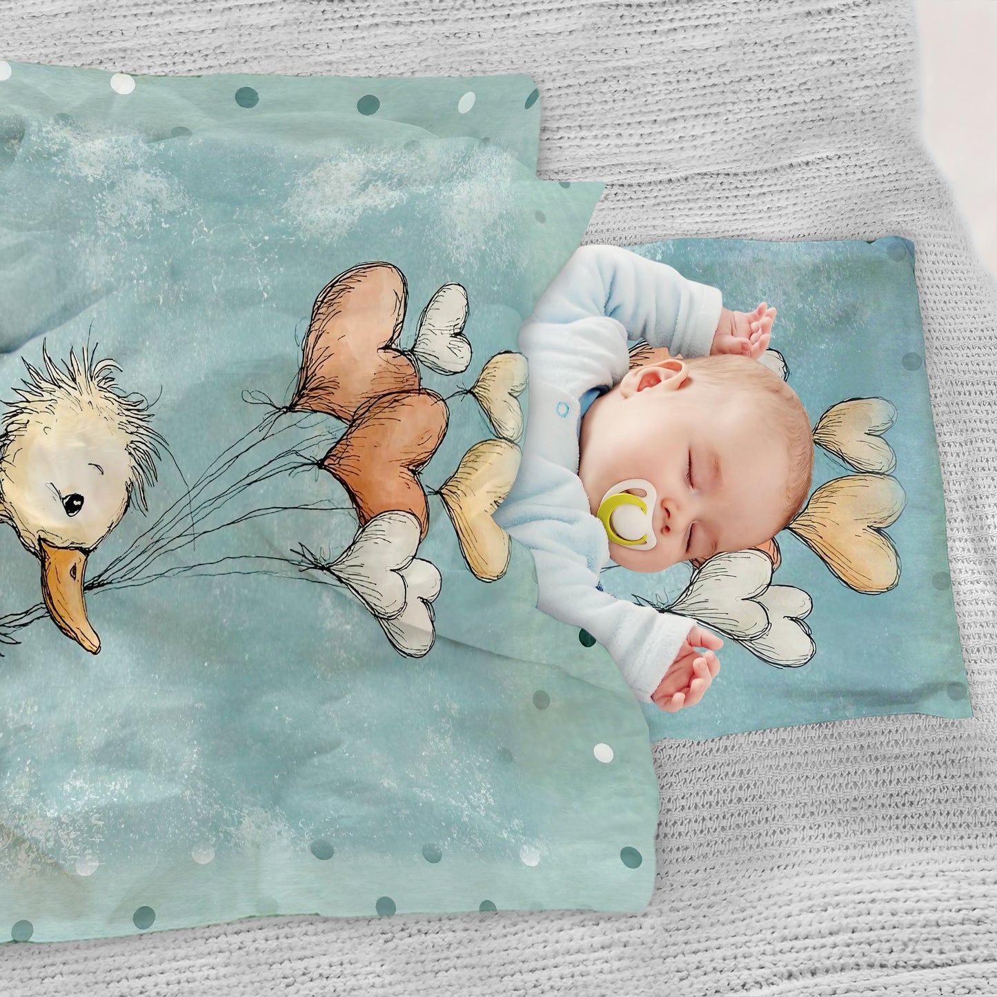 Mint Green Baby Animal Balloons Cot Set