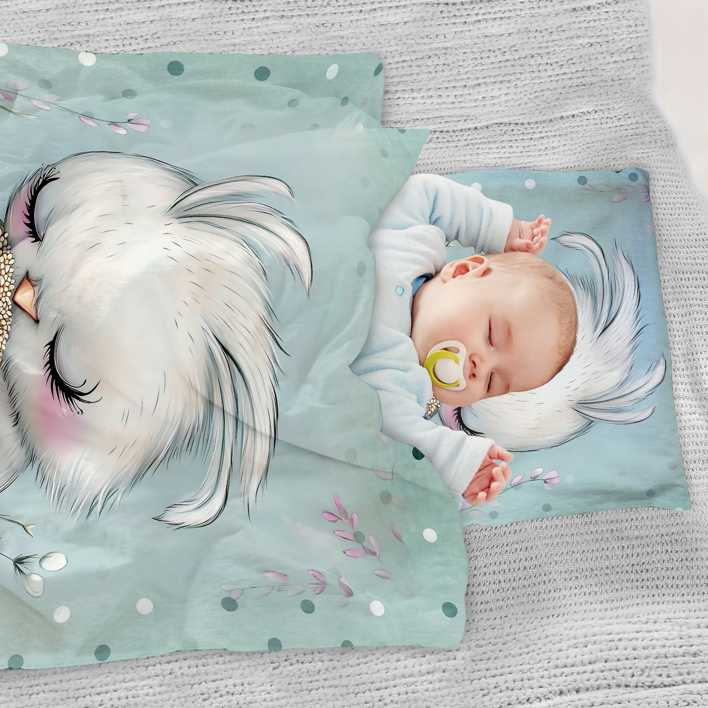 Mint Green Baby Animal Bird Cot Set