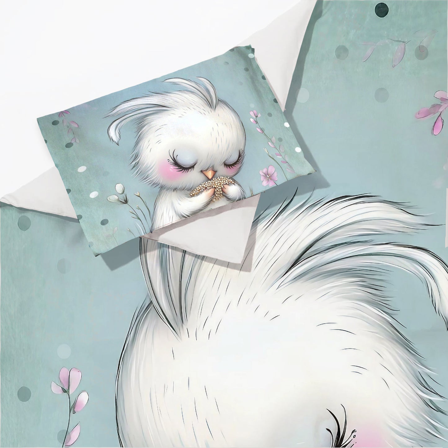 Mint Green Baby Animal Bird Cot Set
