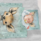Mint Green Baby Animal Buck Cot Set