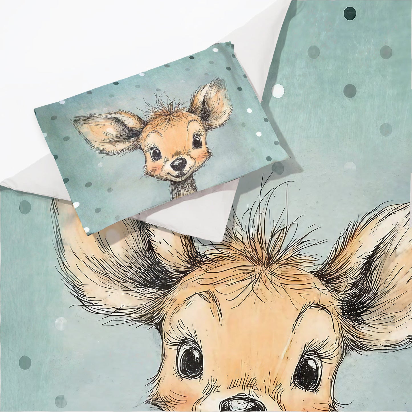 Mint Green Baby Animal Buck Cot Set