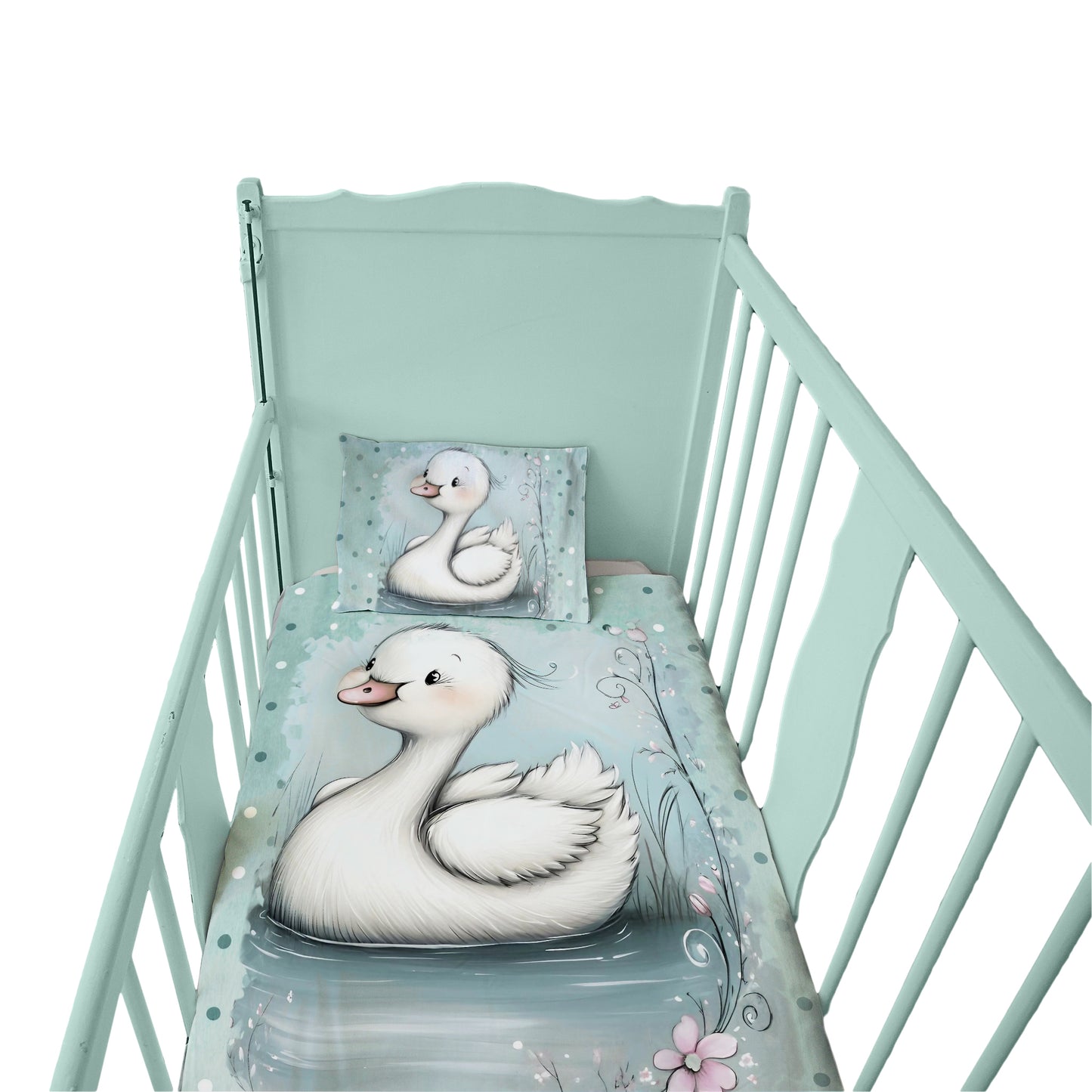 Mint Green Baby Animal Duck Cot Set