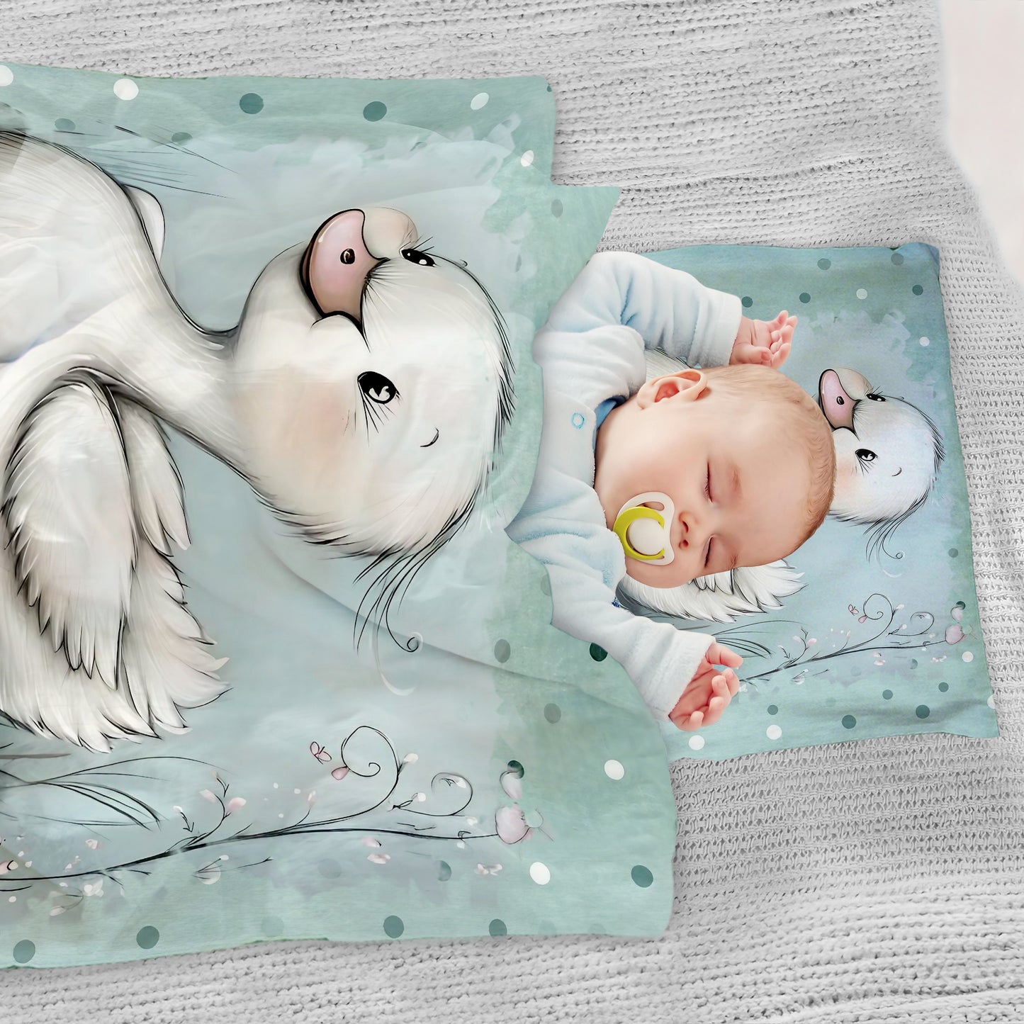 Mint Green Baby Animal Duck Cot Set