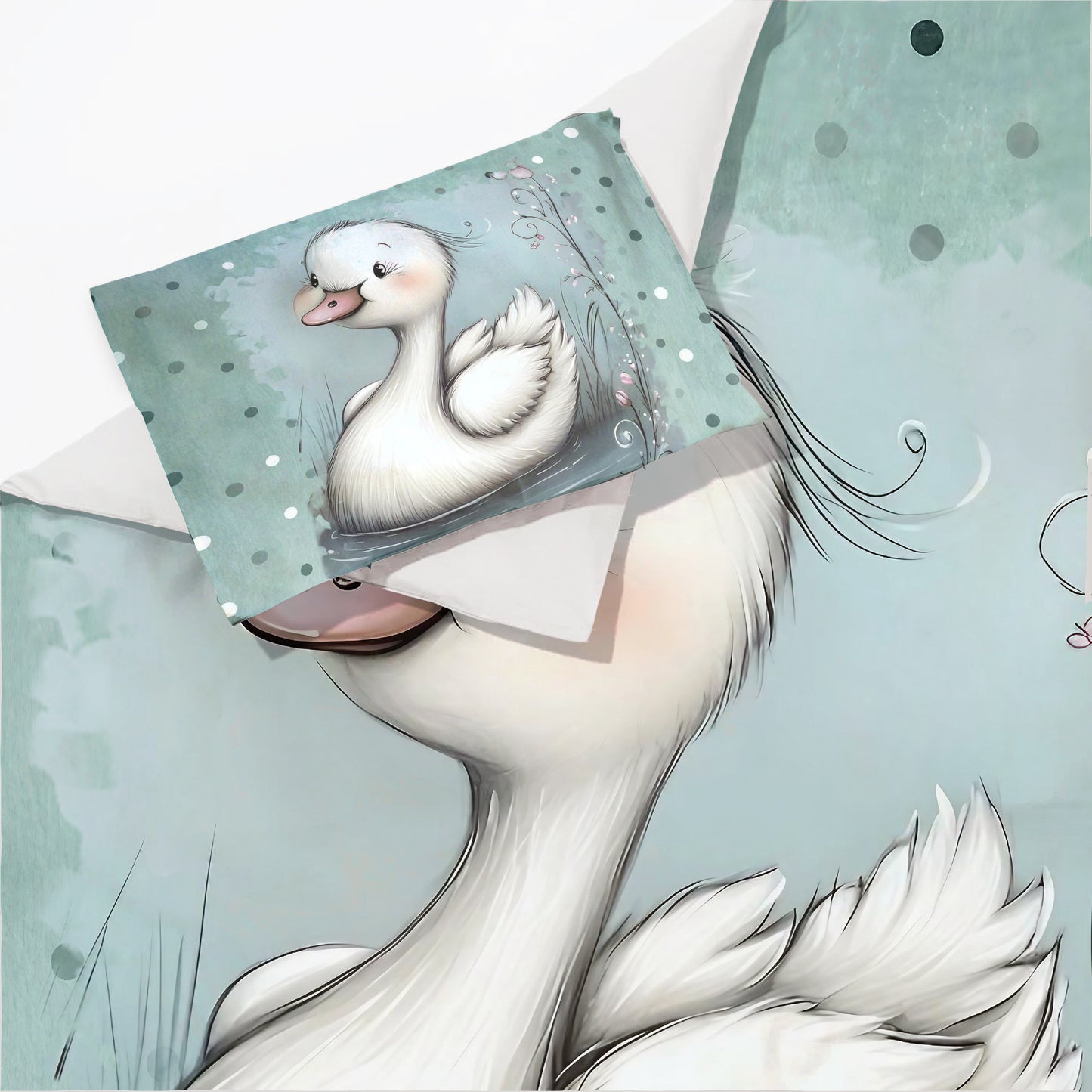 Mint Green Baby Animal Duck Cot Set