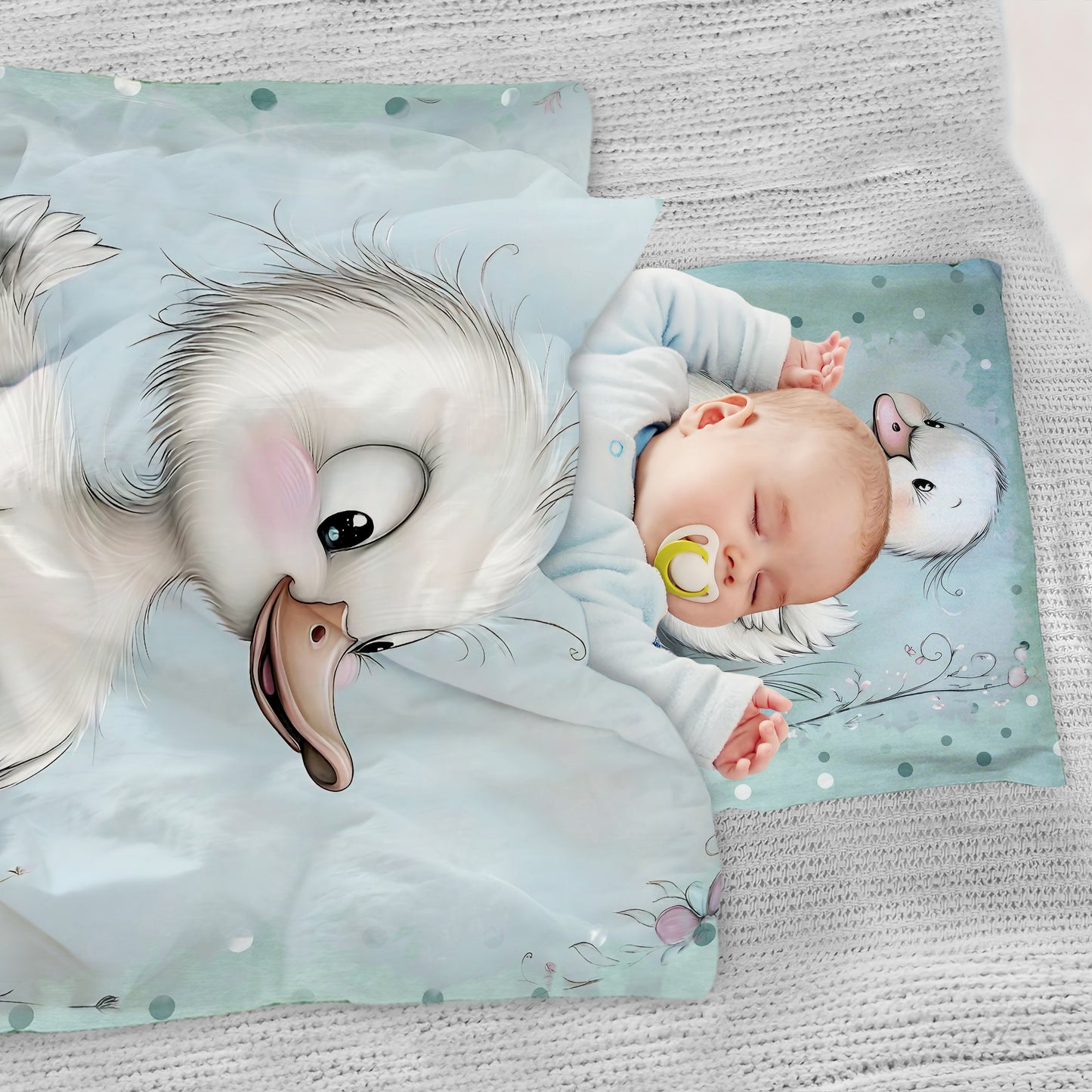 Mint Green Baby Animal Duckling Cot Set