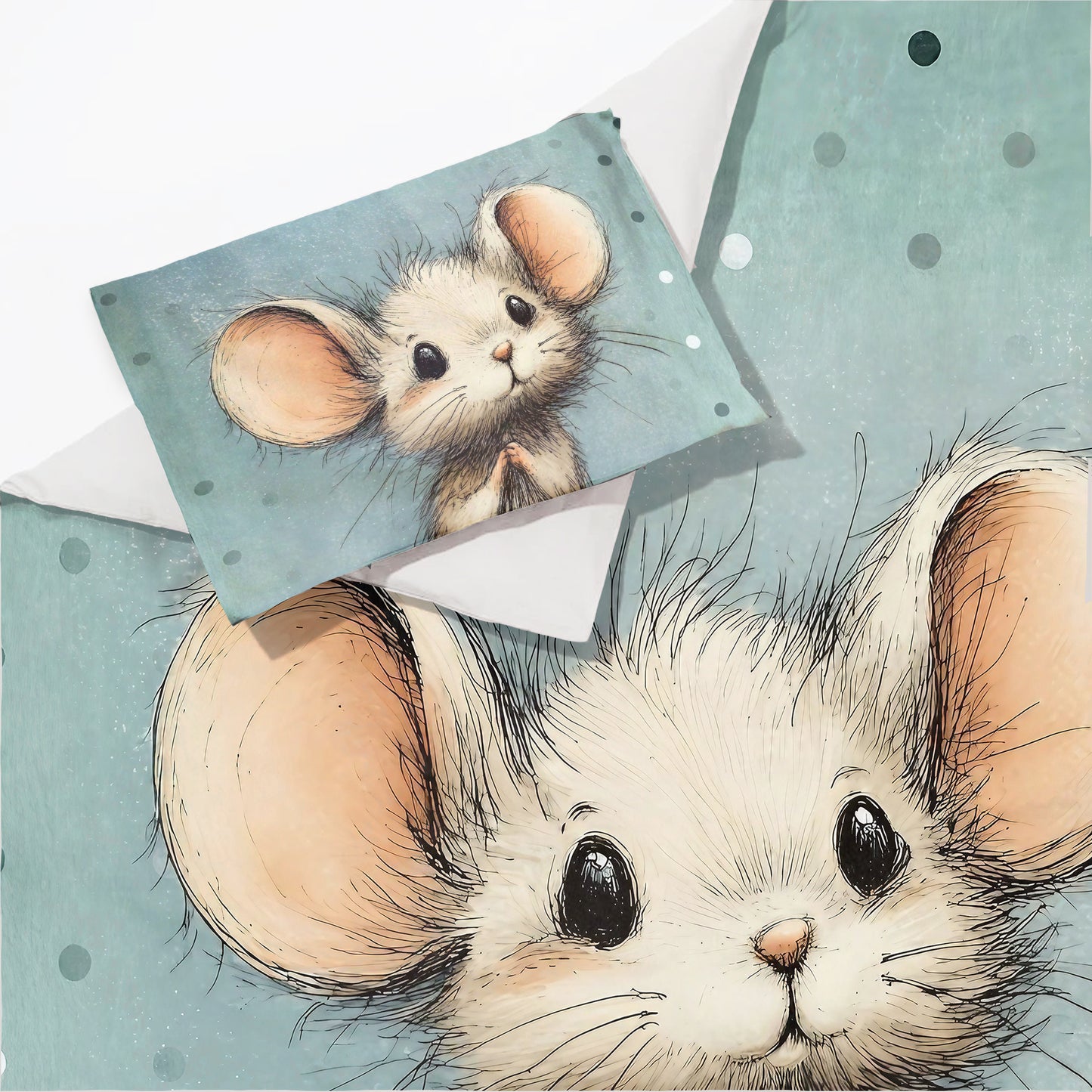 Mint Green Baby Animal Mouse Cot Set
