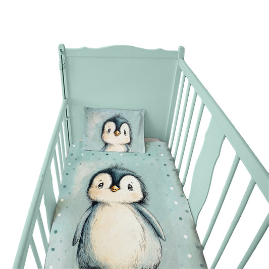 Mint Green Baby Animal Penquin Cot Set
