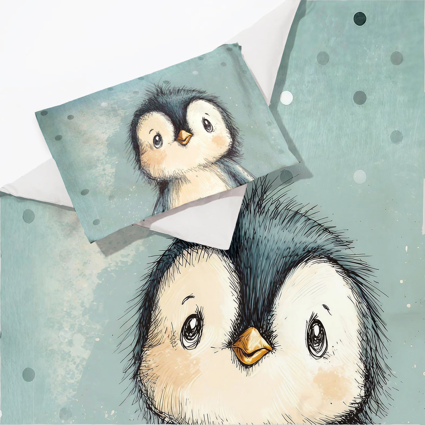 Mint Green Baby Animal Penquin Cot Set