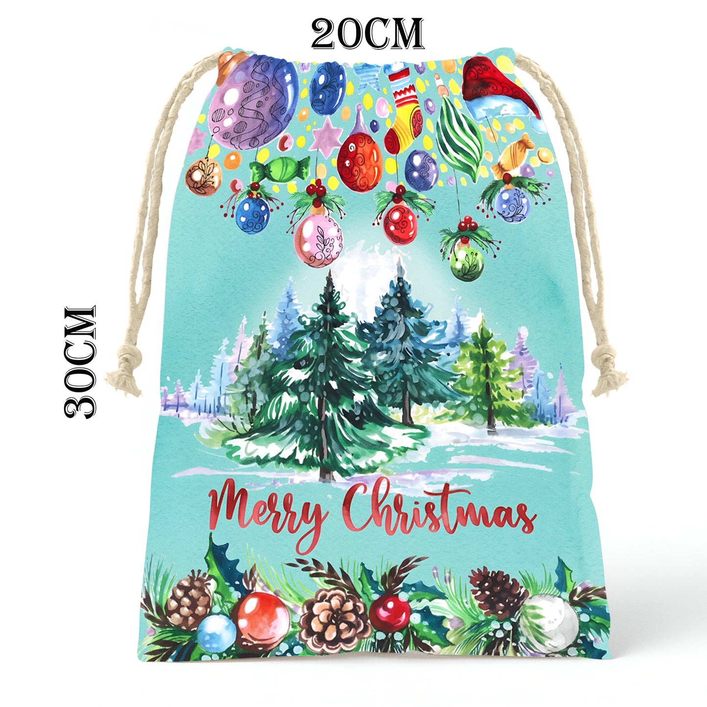 Mint Green Christmas Gift Bag (Set of 3)