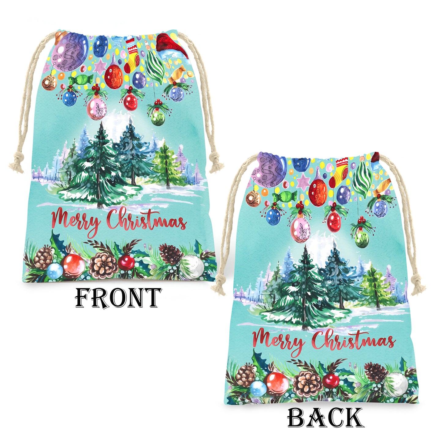 Mint Green Christmas Gift Bag (Set of 3)