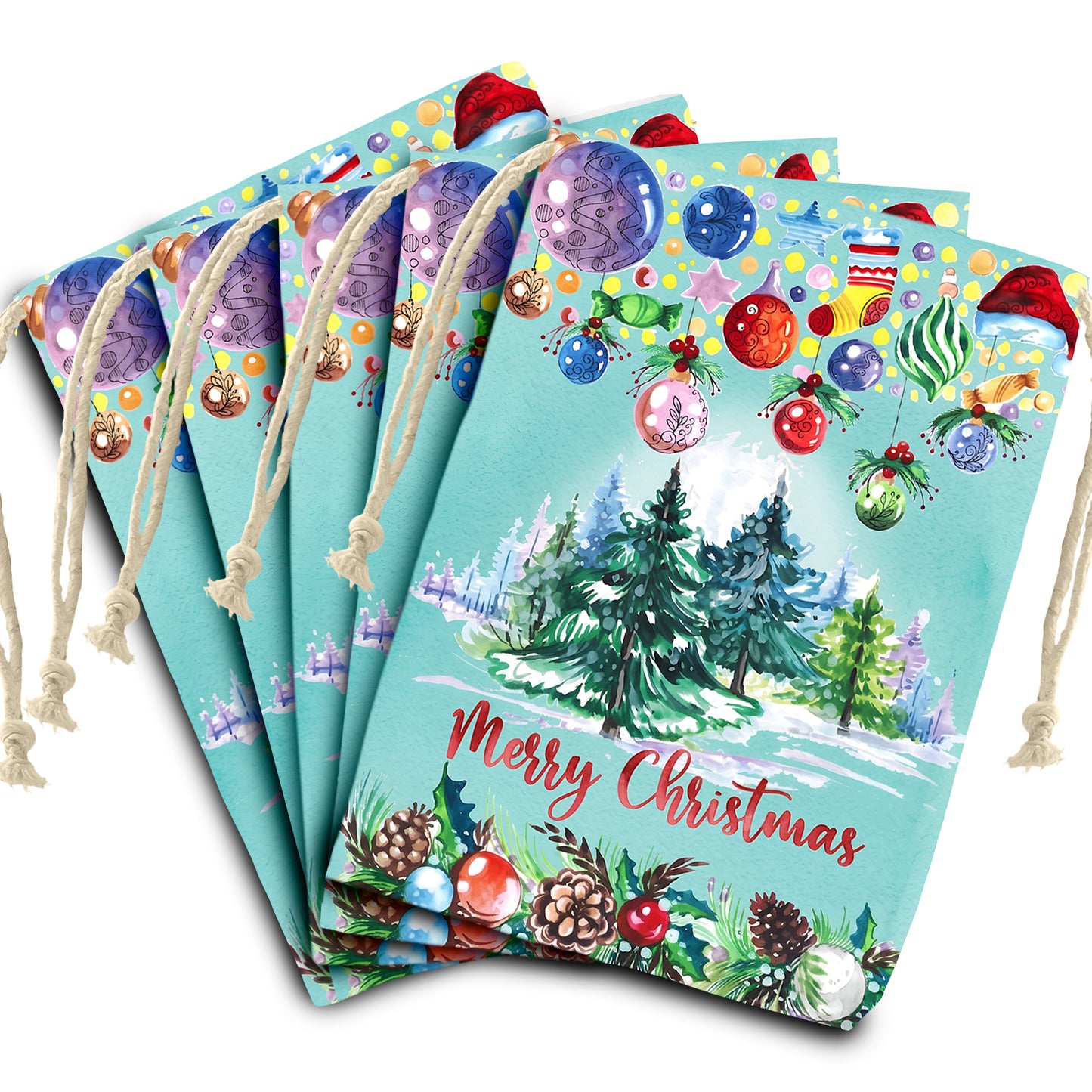 Mint Green Christmas Gift Bag (Set of 3)