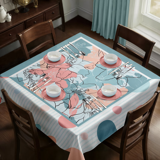 Mint Green and White Square Tablecloth