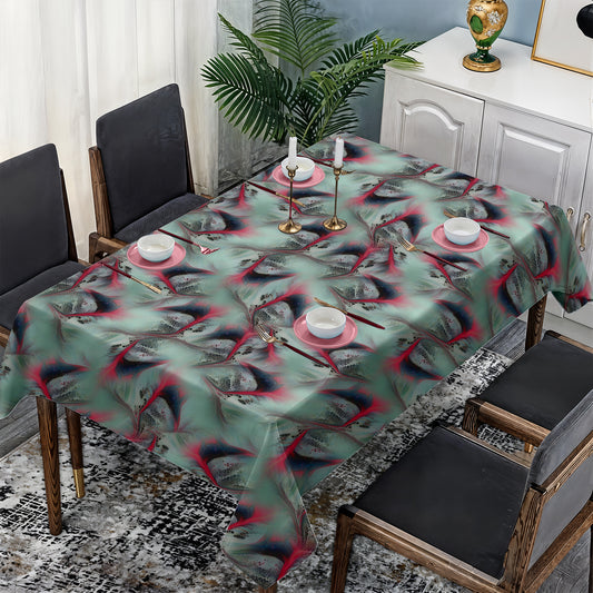 Mint Green with Red Accents Rectangle Tablecloth