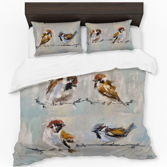 Mixed Sparrow Profile By Juanette Menderoi Duvet Cover Set