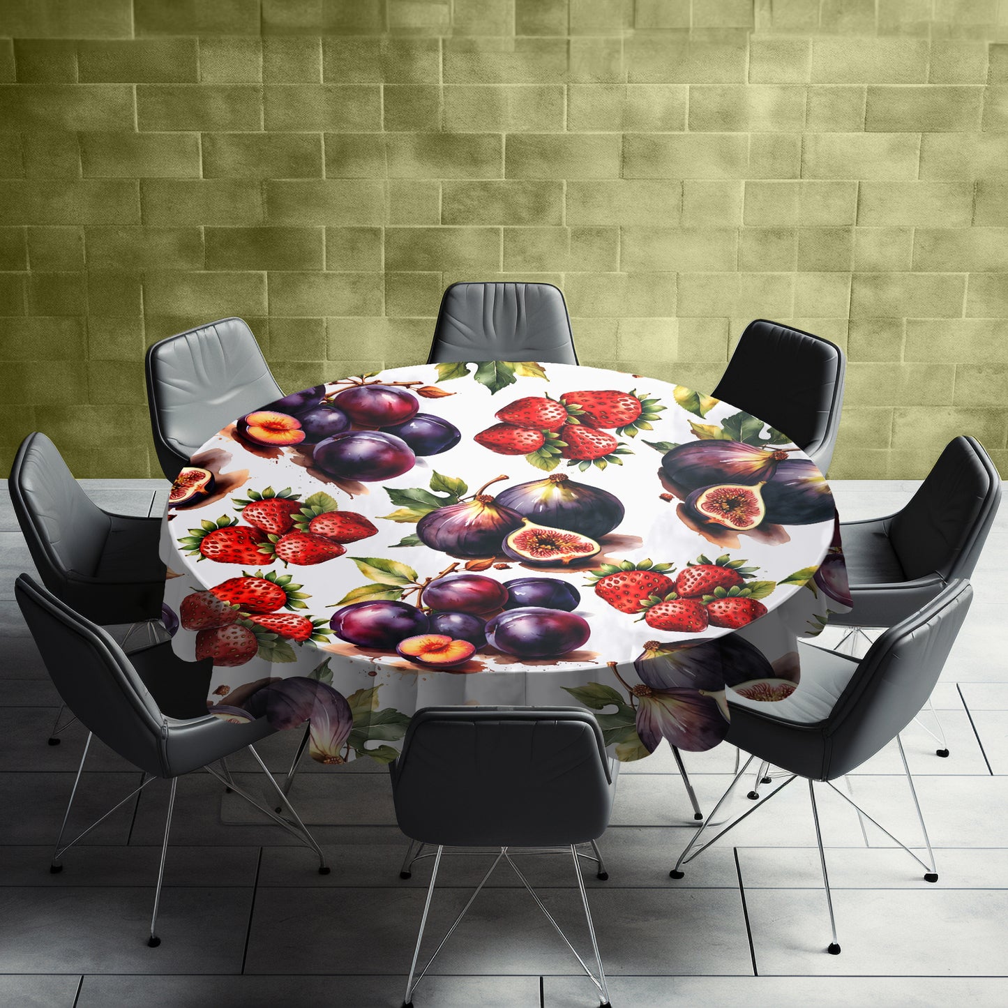 Mixed Fruit Round Tablecloth by Mark van Vuuren