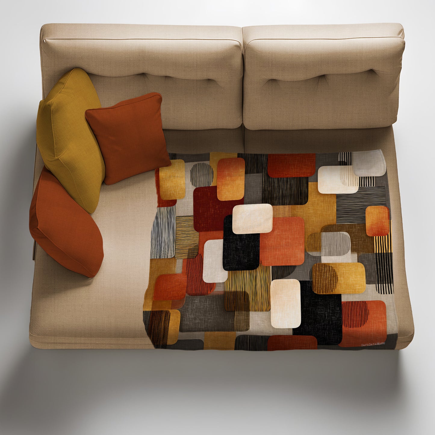 Modern African Block Pattern Light Weight Fleece Blanket by Wikus Schalkwyk