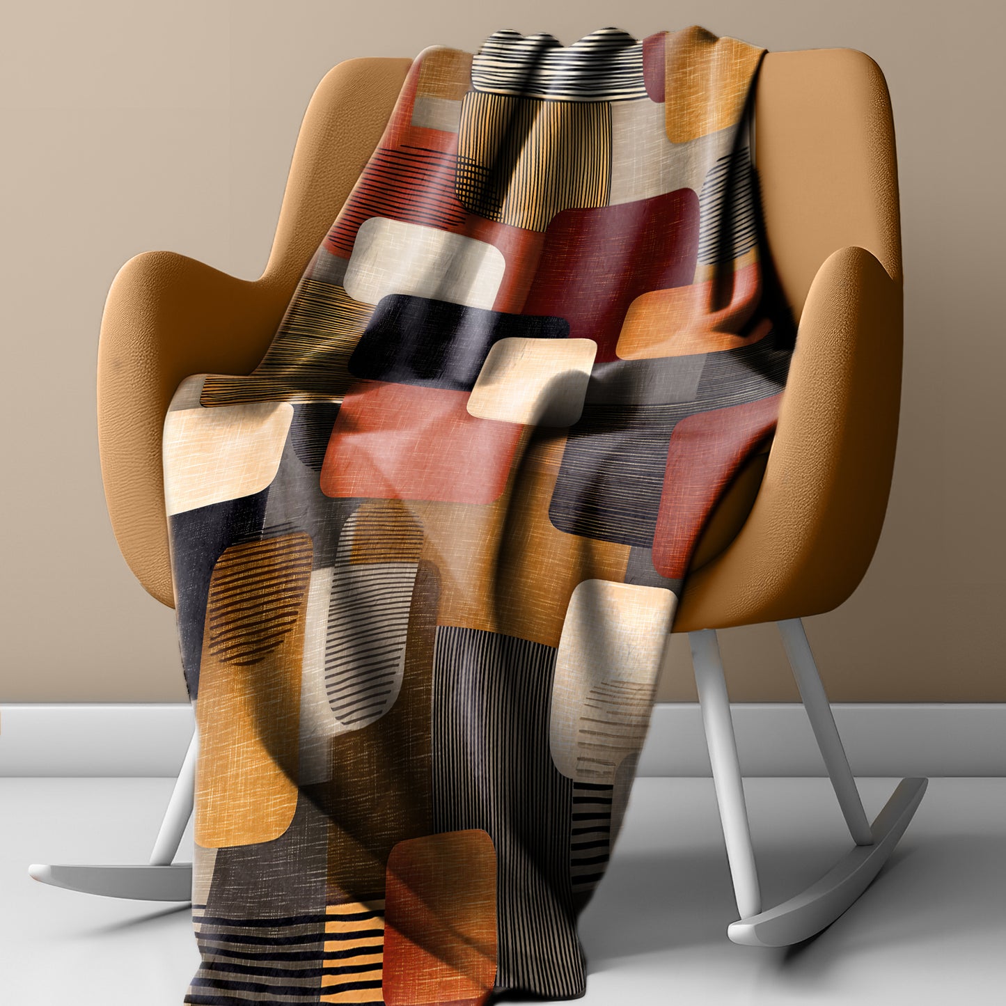 Modern African Block Pattern Light Weight Fleece Blanket by Wikus Schalkwyk