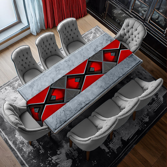 Modern Art in Black and Red Table Runner