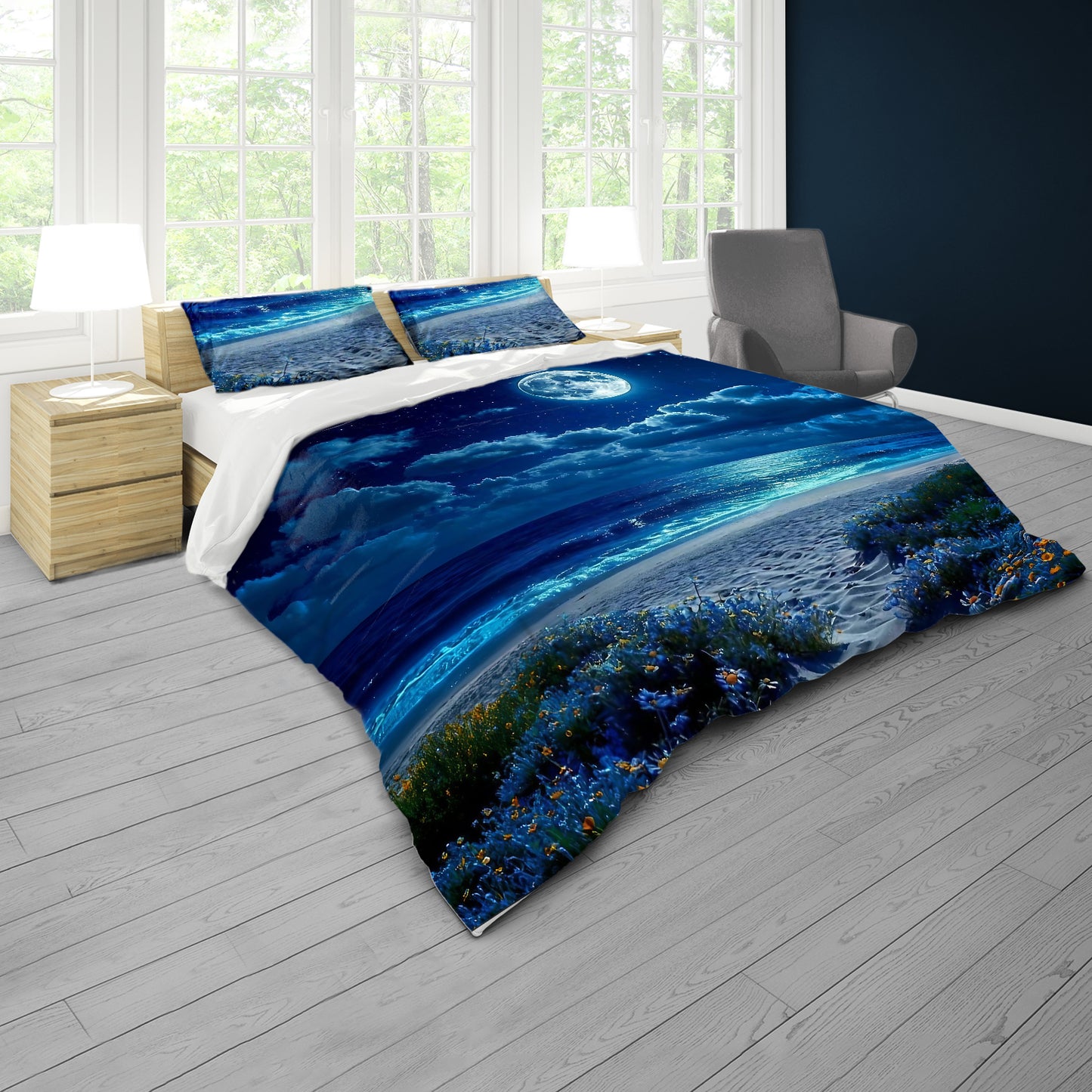 Moon Beach Duvet Cover Set