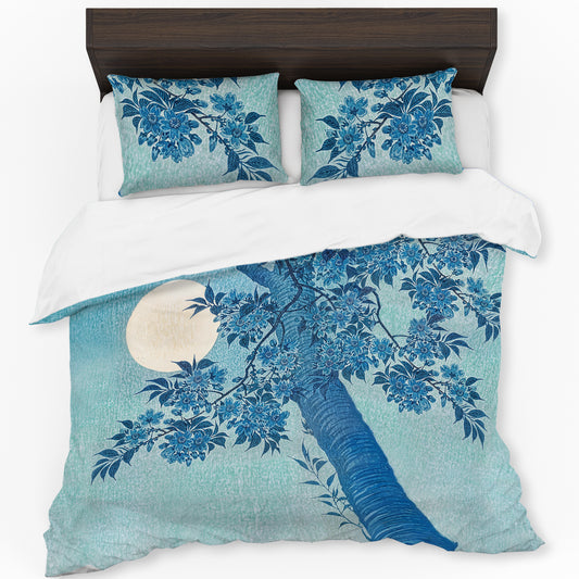 Moonlit Blue Blossom Tree Duvet Cover Set