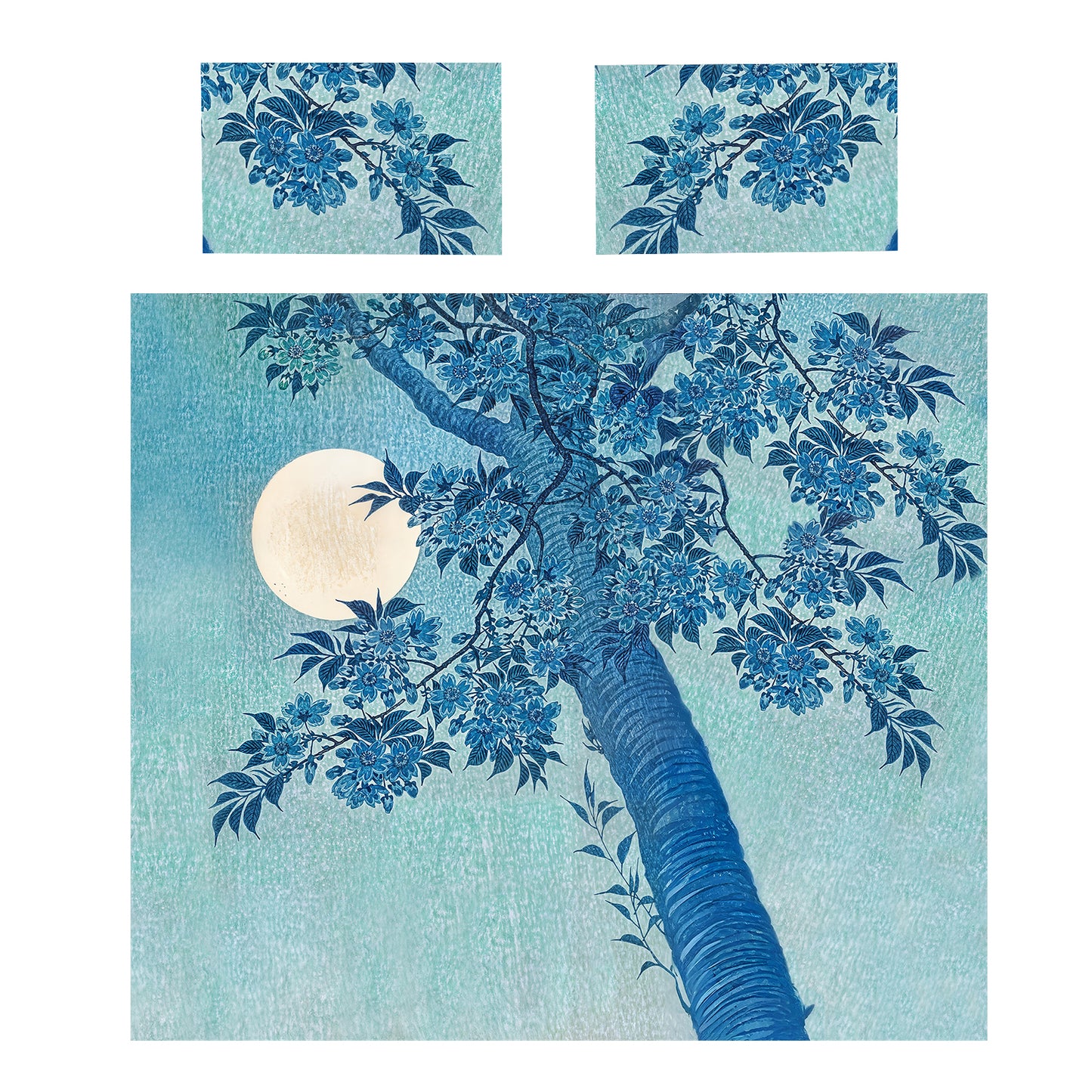 Moonlit Blue Blossom Tree Duvet Cover Set