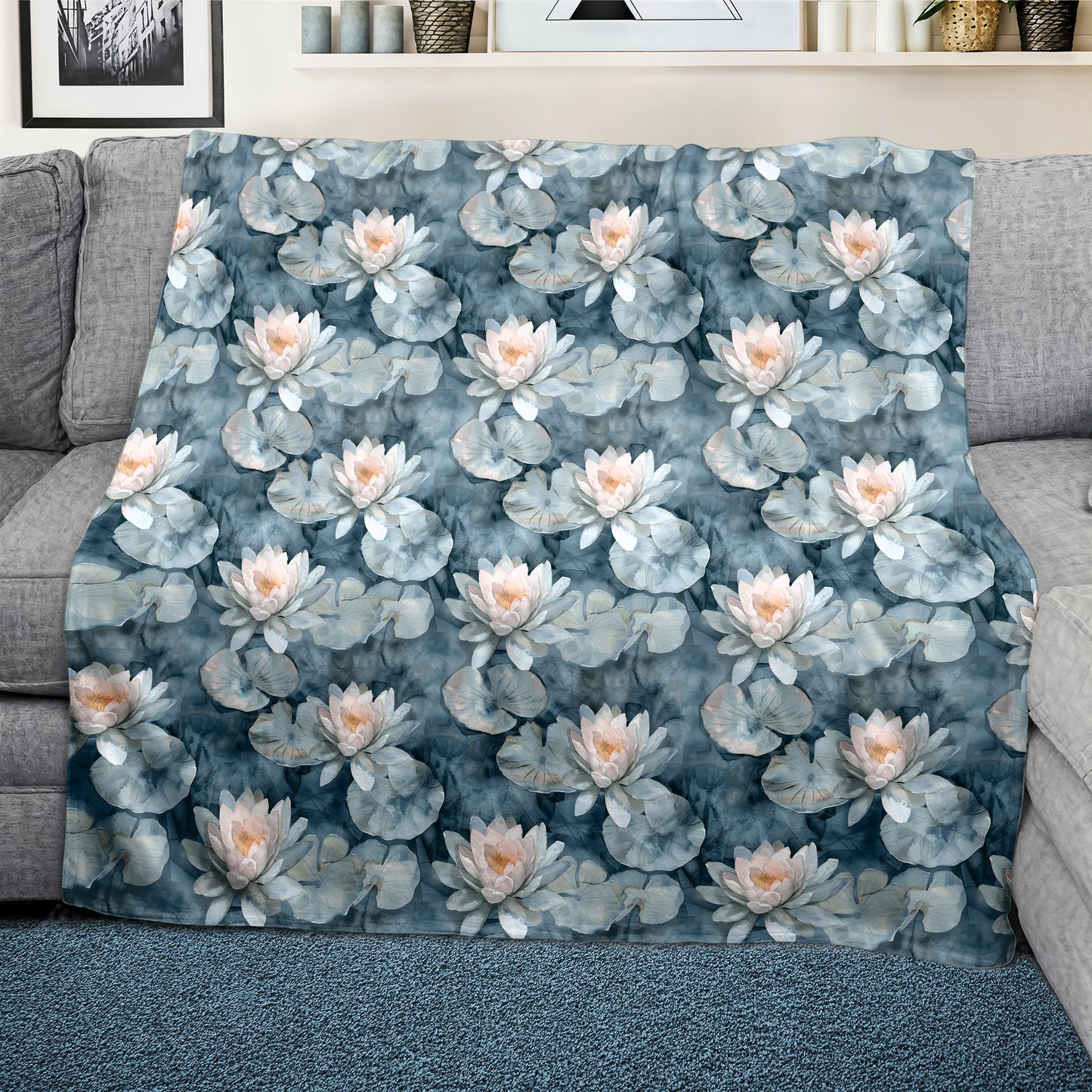 Moonlit Lilies Light Weight Fleece Blanket
