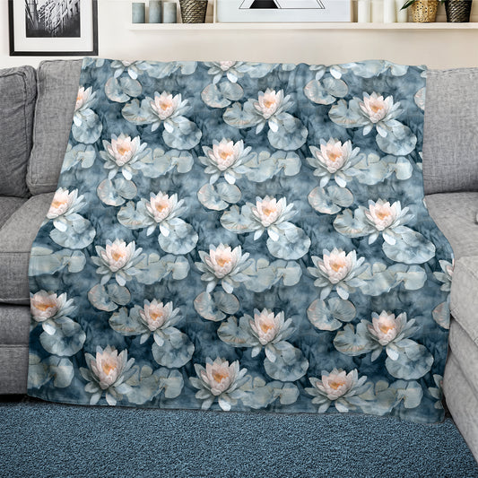 Moonlit Lilies Light Weight Fleece Blanket