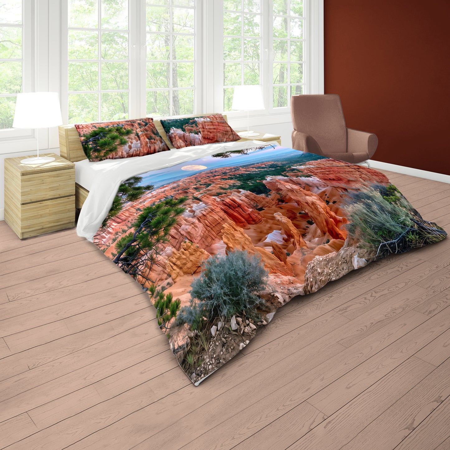 Moon over Mountains Duvet Cover Set