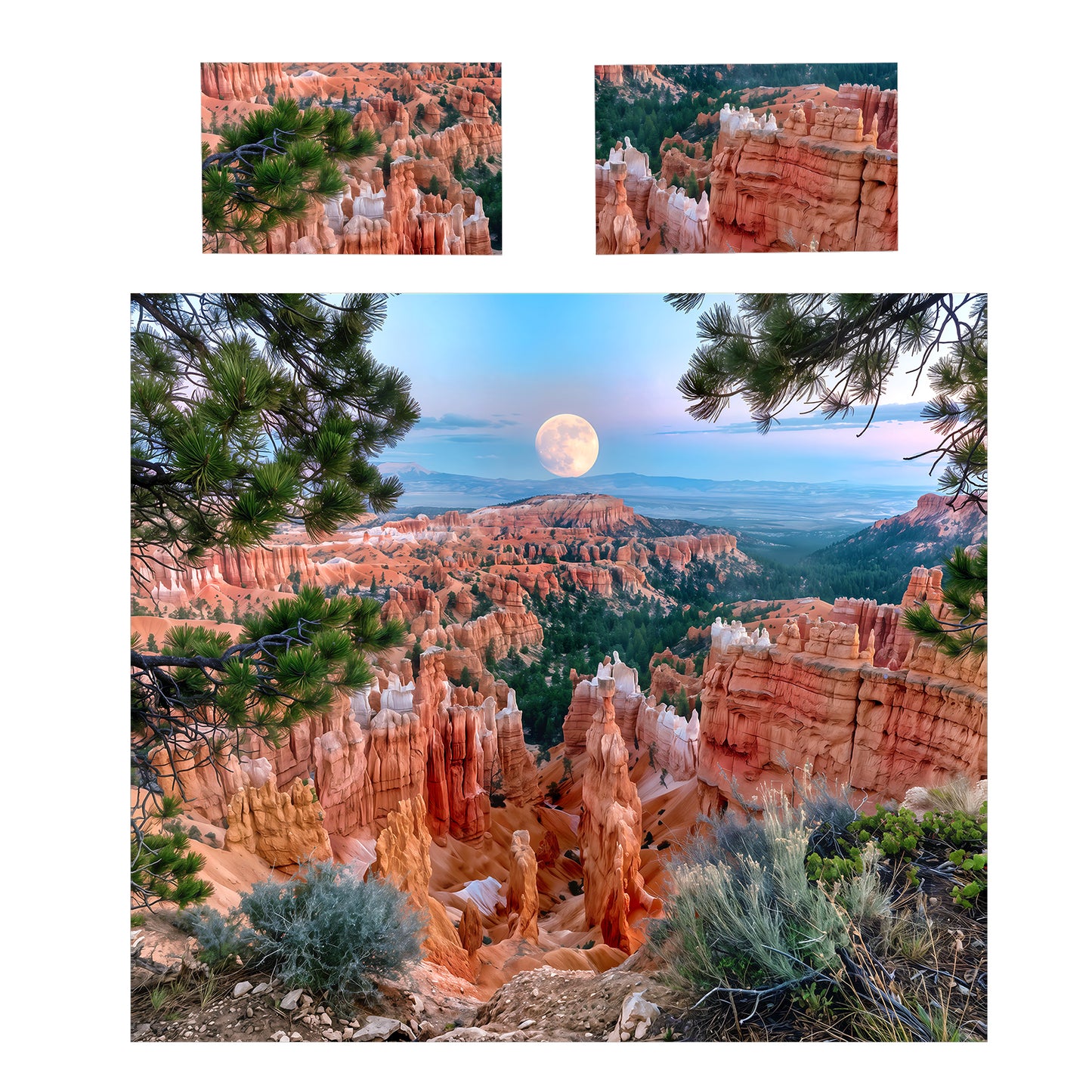 Moon over Mountains Duvet Cover Set