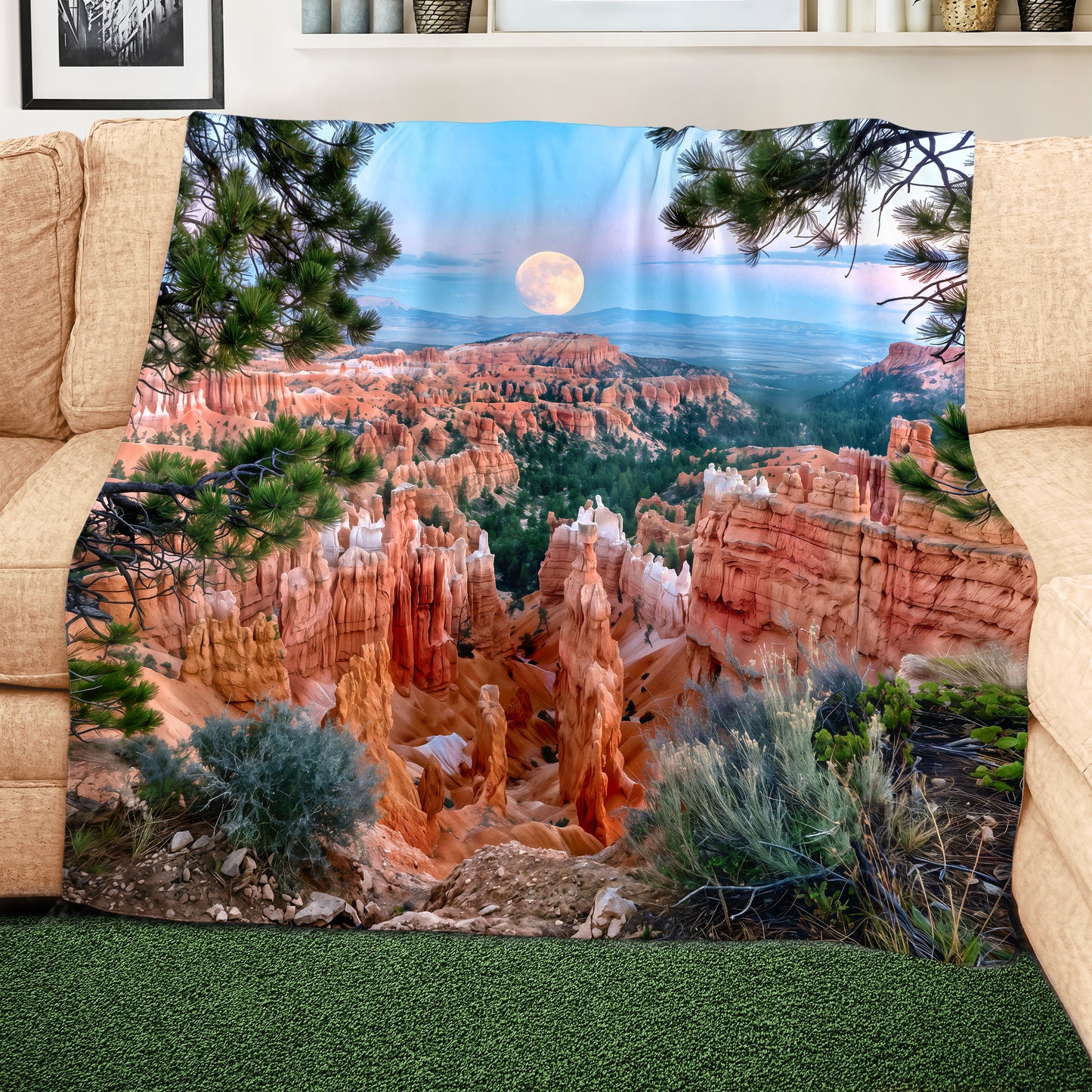 Moon over Mountains Light Weighyt Fleece Blanket