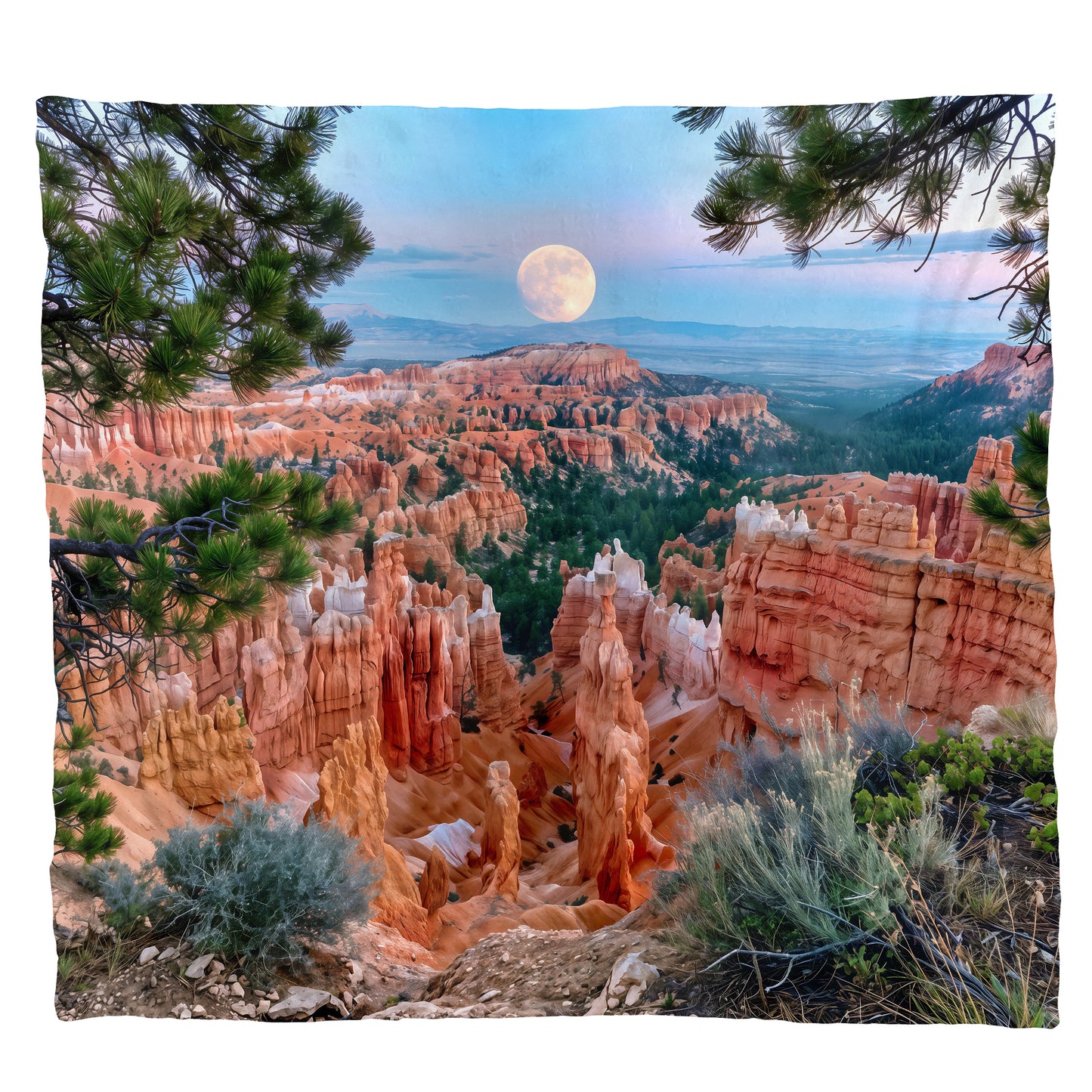Moon over Mountains Light Weighyt Fleece Blanket