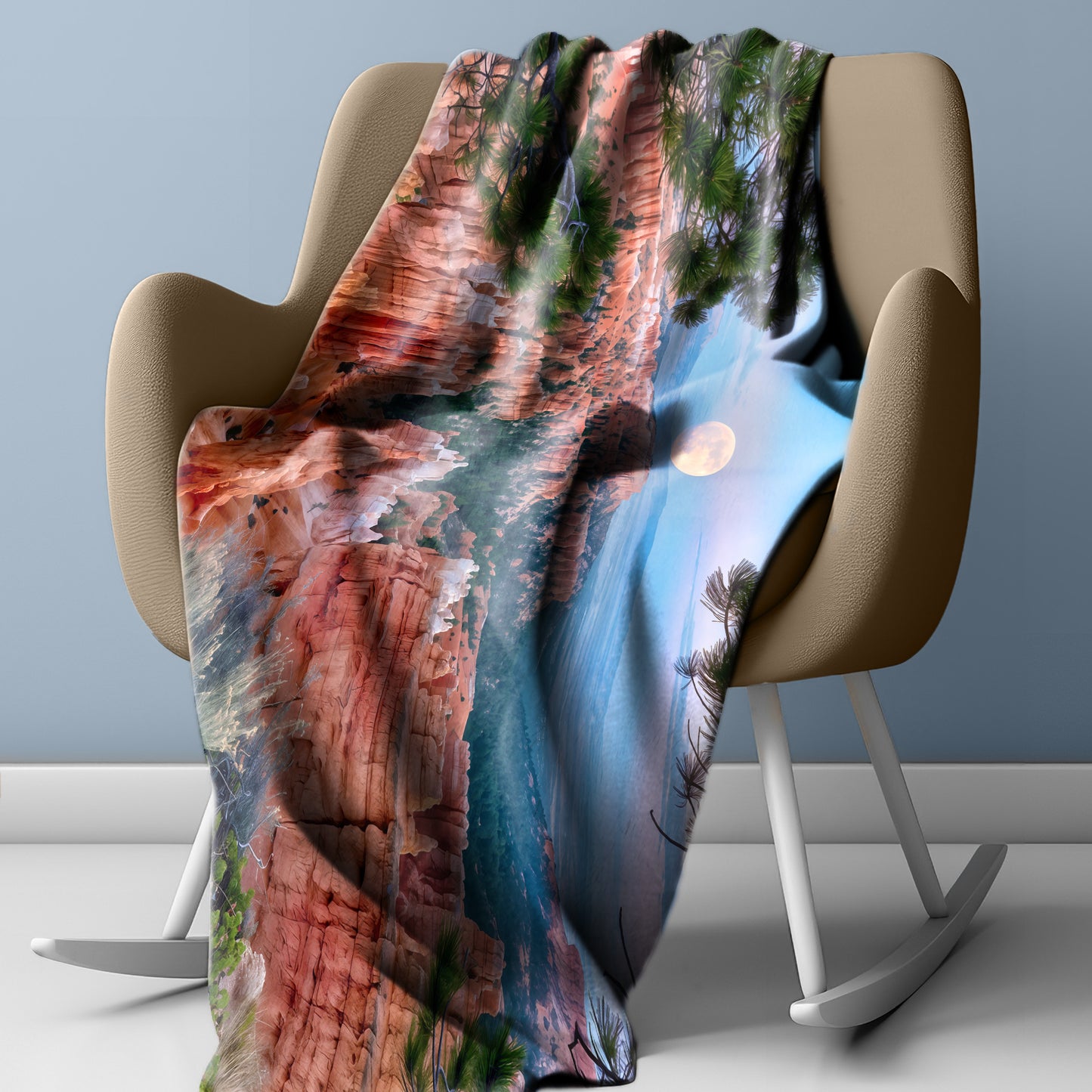 Moon over Mountains Light Weighyt Fleece Blanket