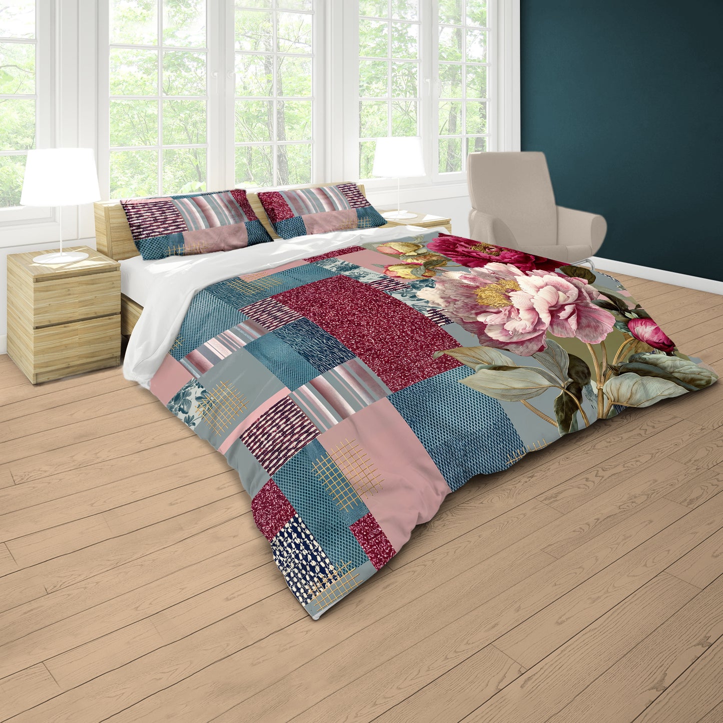 Mosaic Peony Duvet Cover Set