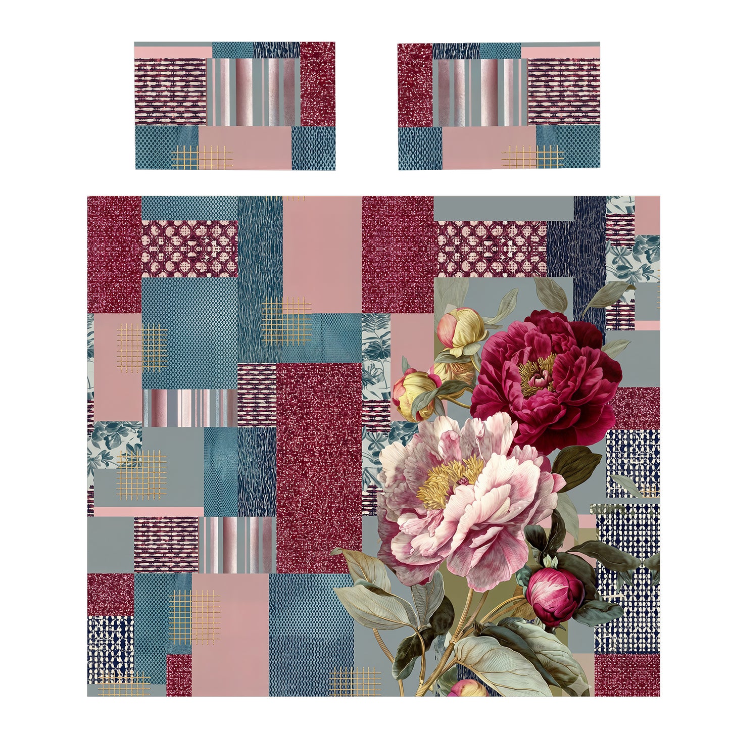 Mosaic Peony Duvet Cover Set