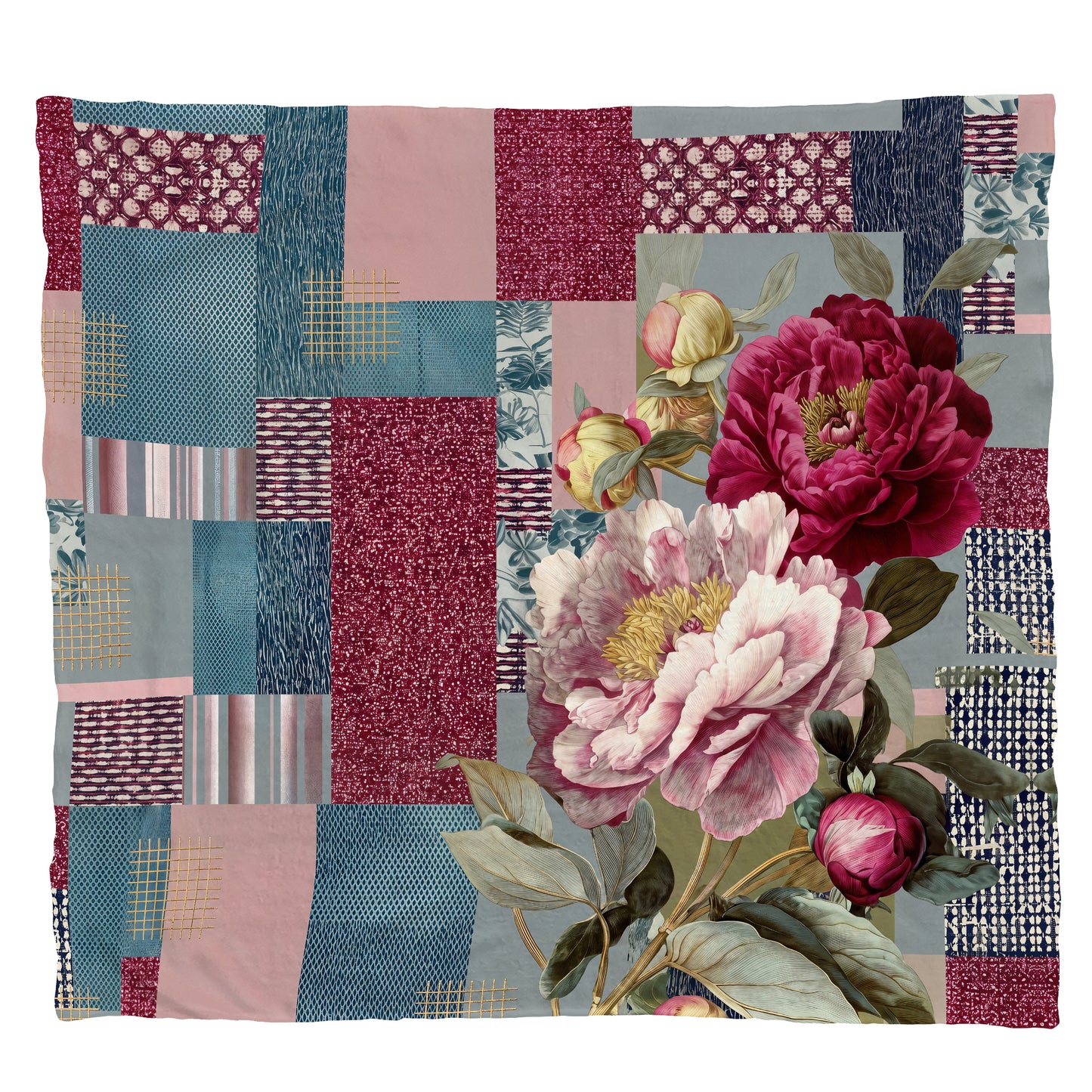 Mosaic Peony Light Weight Fleece