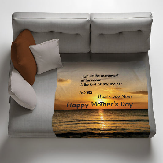 Happy Mother's Day Sunset Light Weight Fleece Blanket