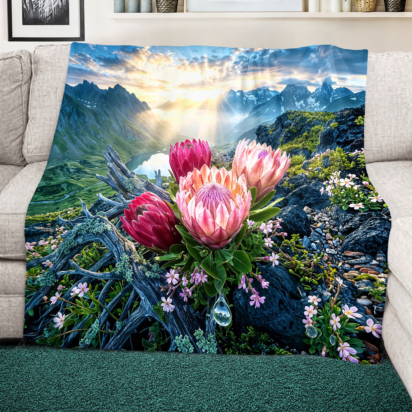 Mountain Proteas Light Weight Fleece Blanket