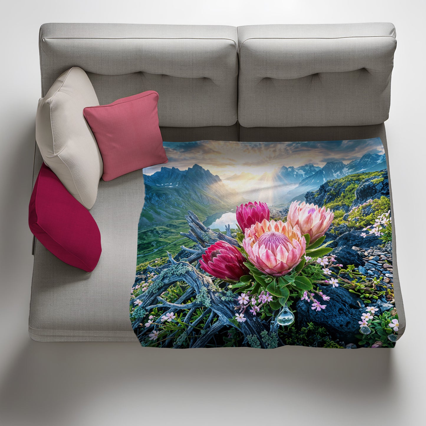 Mountain Proteas Light Weight Fleece Blanket