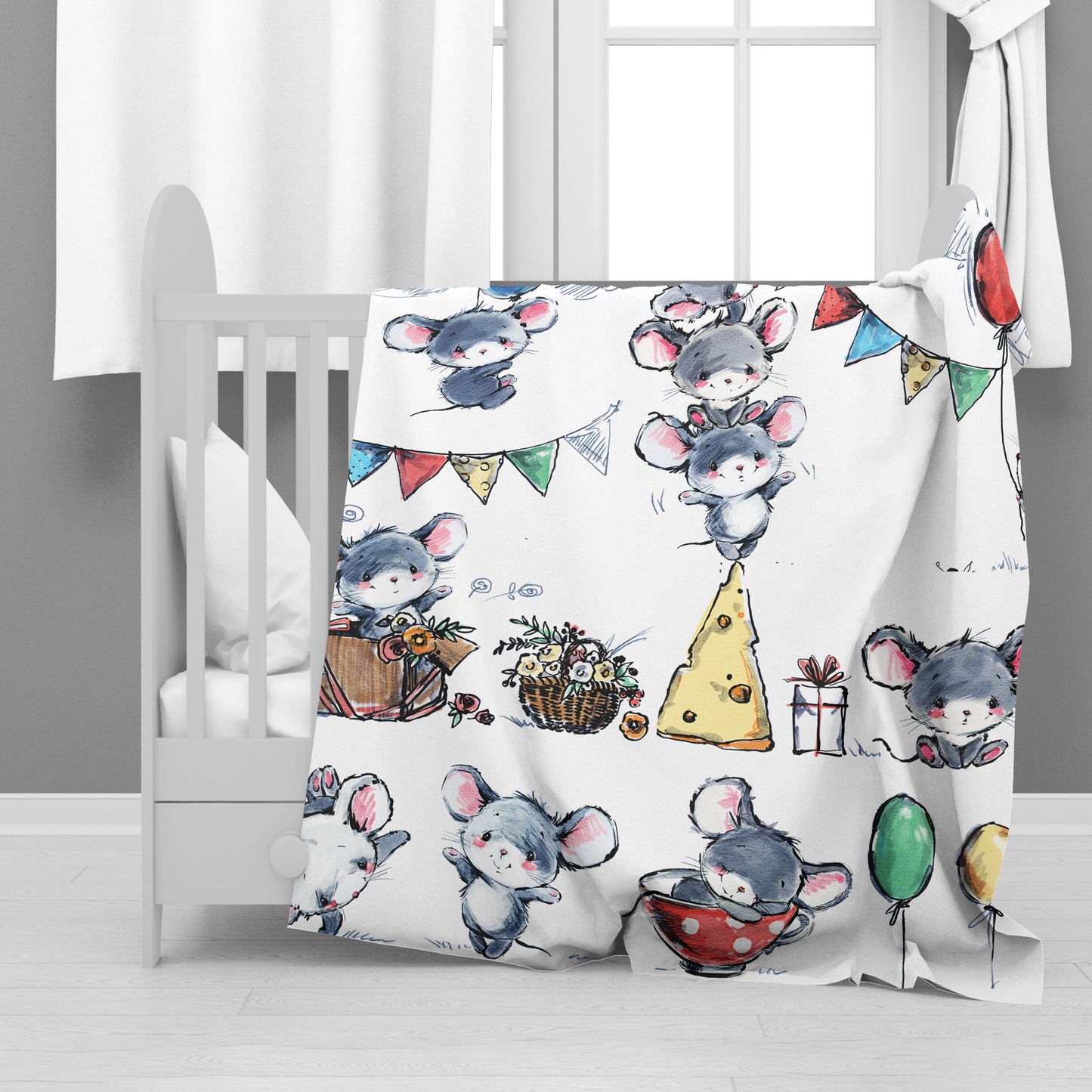 Mouse Party Minky Blanket
