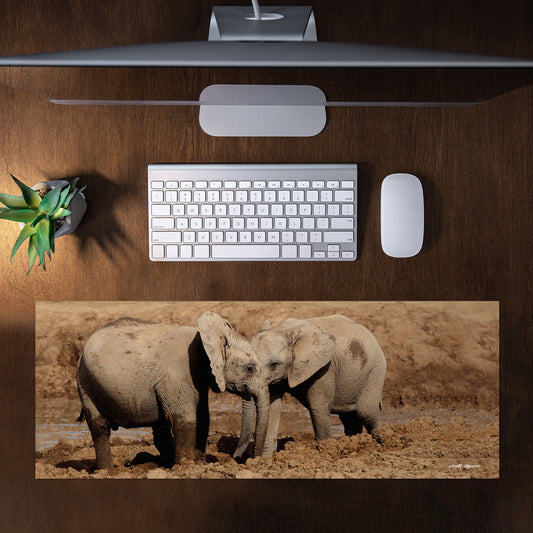 Mud Fight Large Desk Pad by Annette Heymans