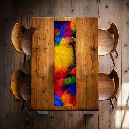 Multi Coloured Paint 160cm Table Runner
