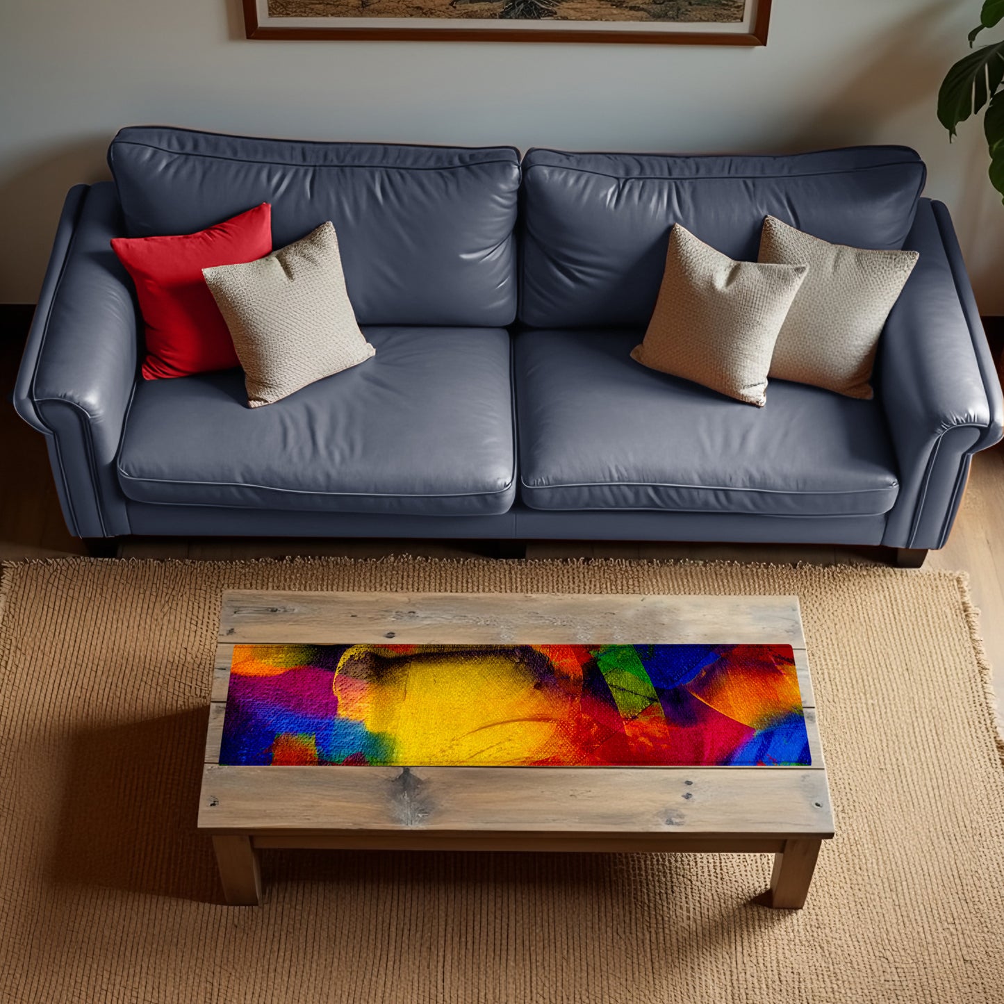 Multi Coloured Paint 160cm Table Runner