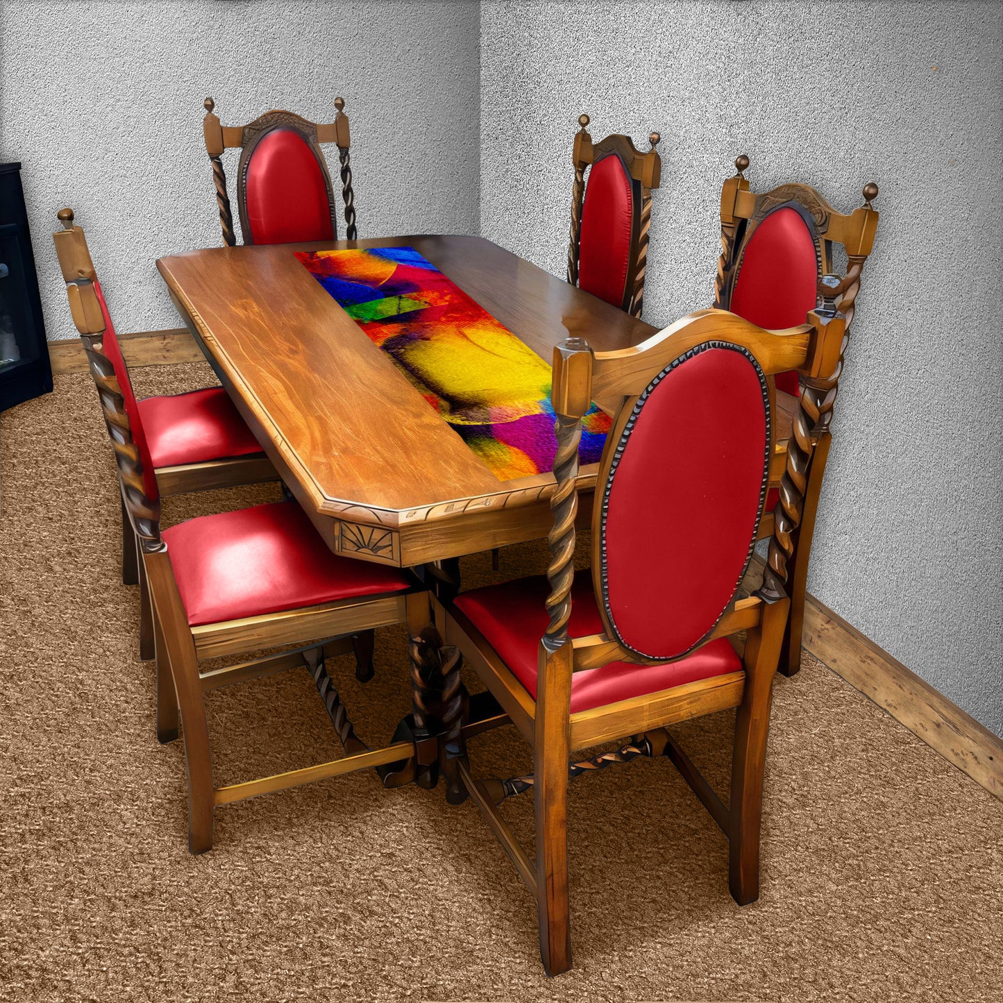 Multi Coloured Paint 160cm Table Runner