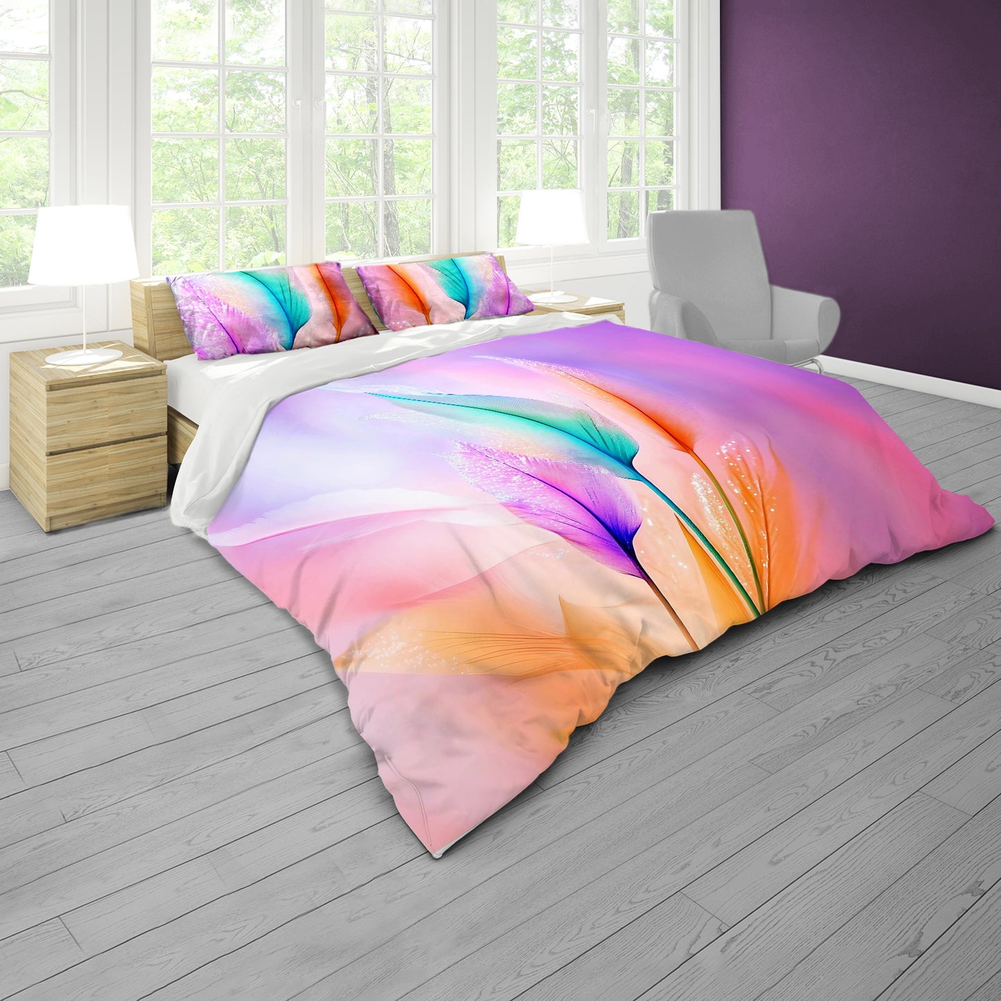 Mystic Feathers Duvet Cover Set