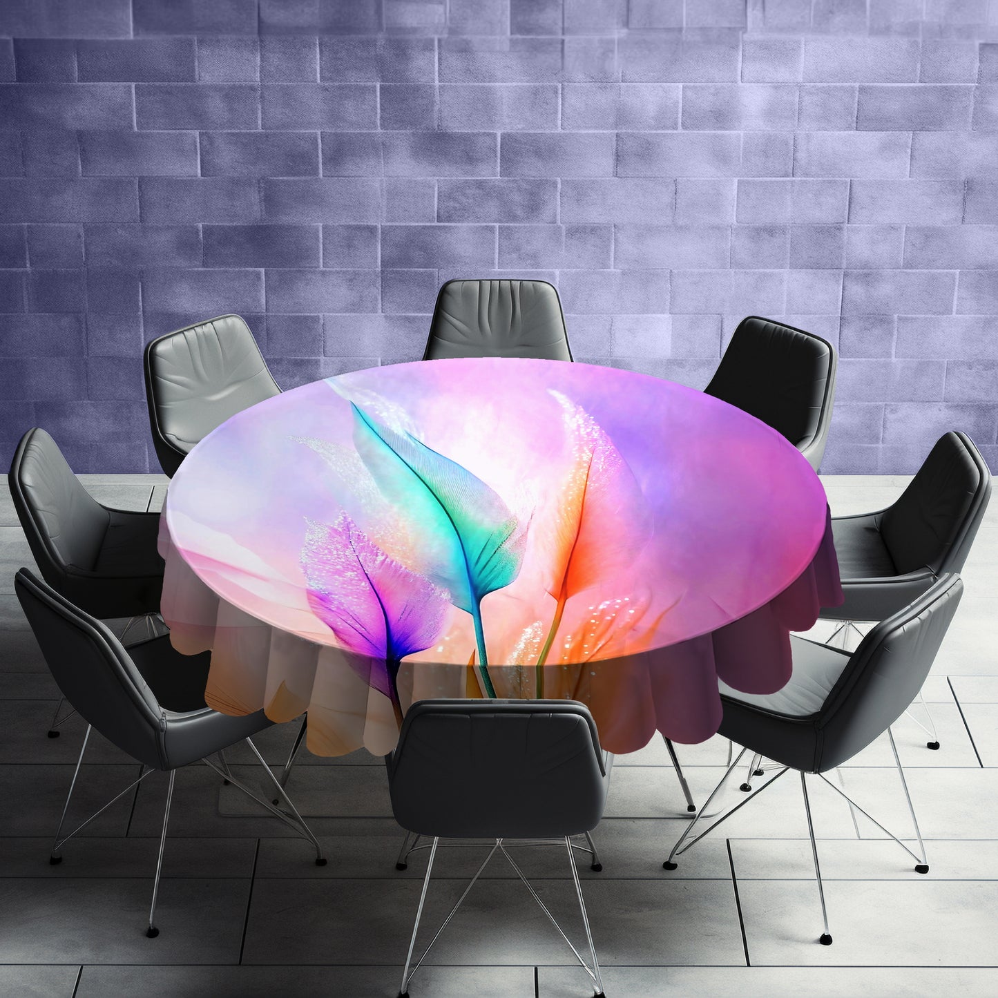 Mystic Feathers Round Tablecloth
